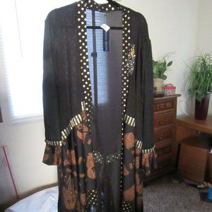 Indigo Moon duster NWT size XL black and gold